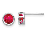 Natural Red Ruby 1.40 Carat (ctw) Stud Earrings 5mm in 14K White Gold